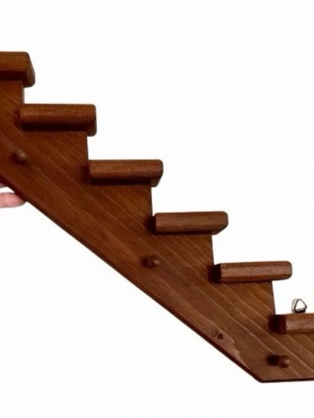 Vintage MCM Wooden Staircase Wall Shelf Knick Knack Curio Display Pegs 17